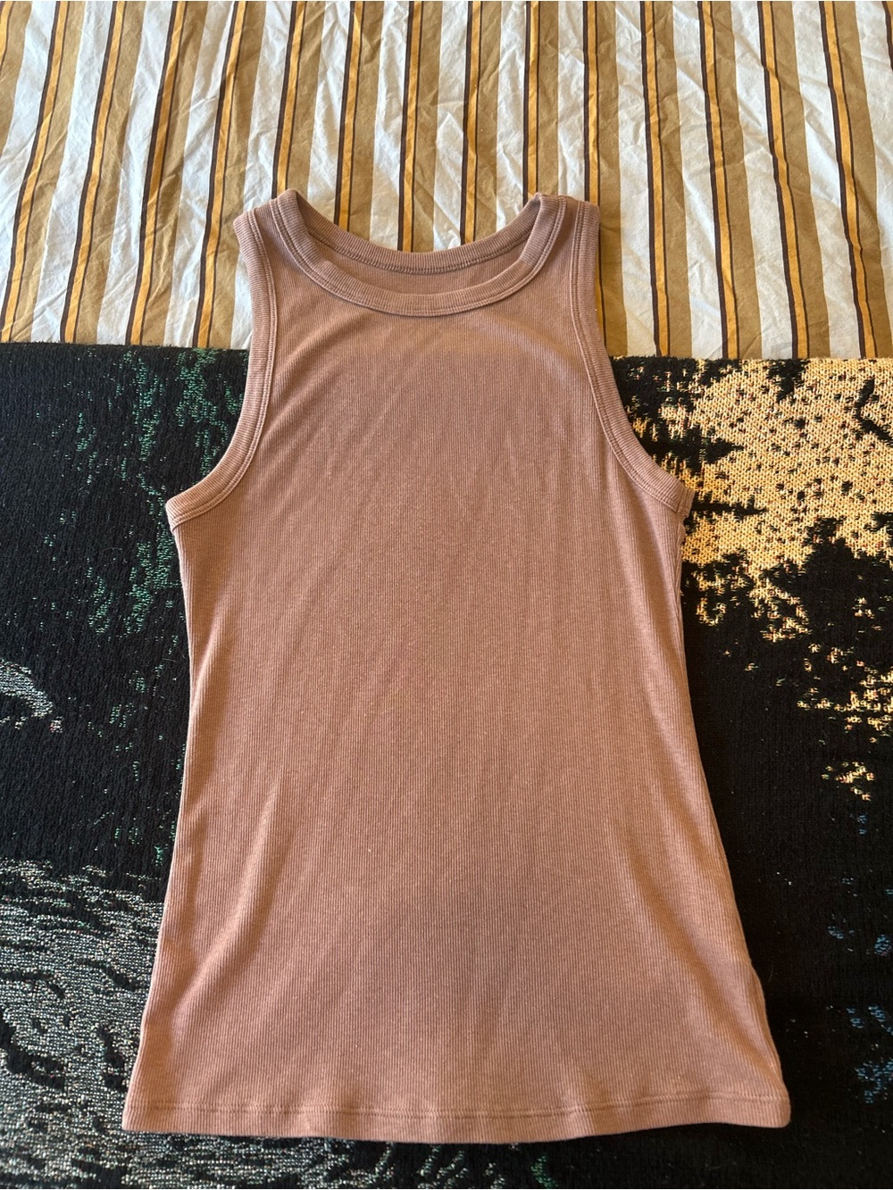 a new day Brown Ribbed Tank Top